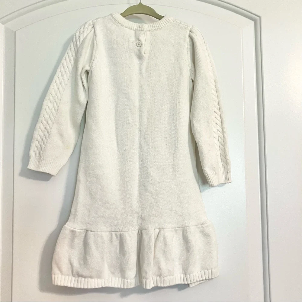 Gymboree Sweater Dress Bundle (2) Blue Polka Dot White Cable-Knit Girl’s Size 4T
